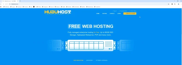 HubuHost免费主机 60GB存储、不限流量、带宽1Gbps、在线率99.95-搞定建站